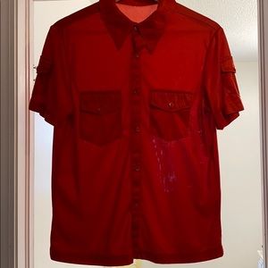 Men’s Button Down Red Short Sleeve Shirt